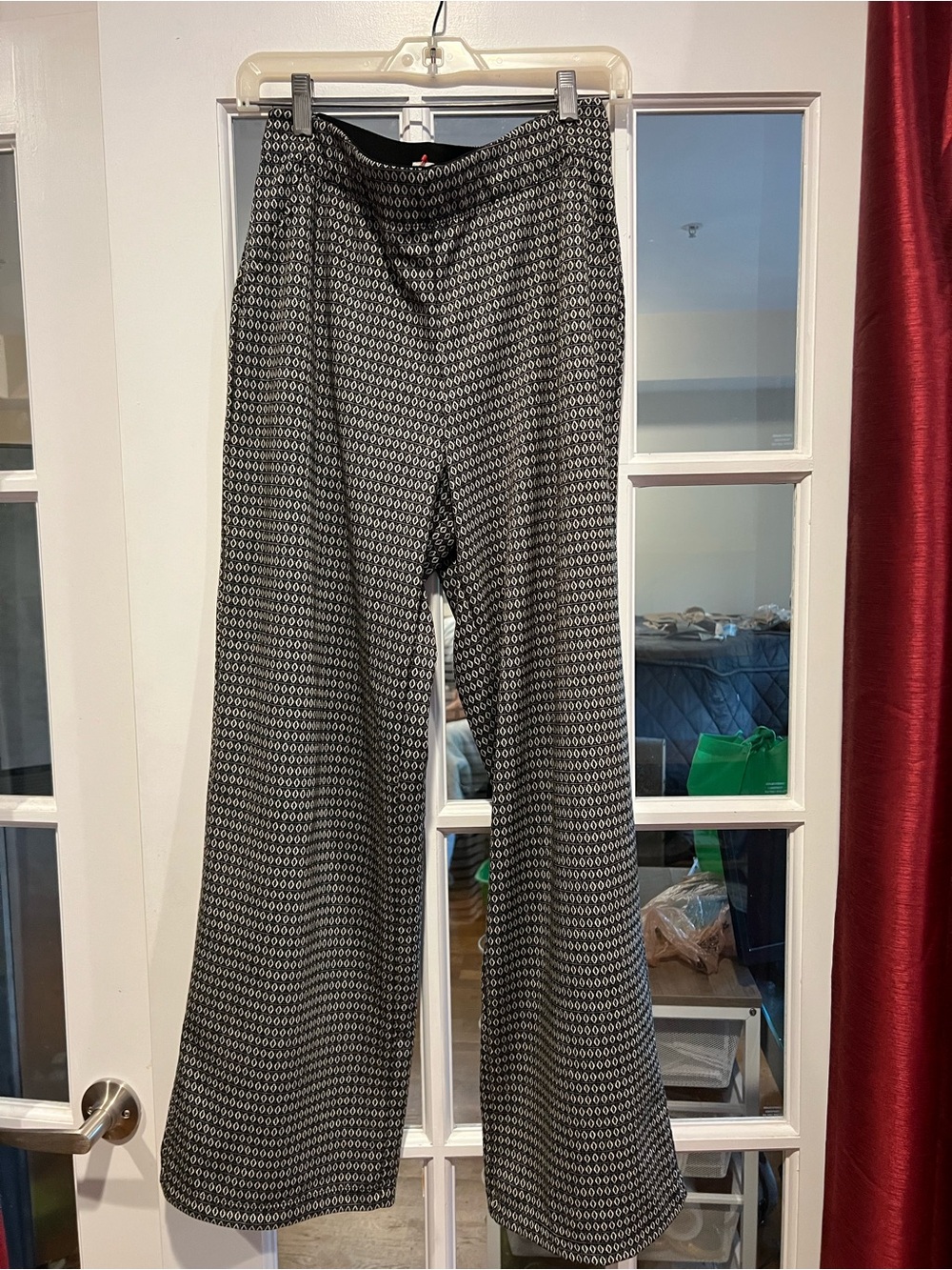 Max Studio Black & White Geometric Wide-Leg Trousers